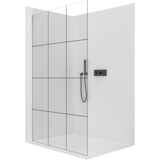 CERANO Sprchová zástěna Walk-in Crystal L/P 8mm černá mat/industriální sklo 140x200
