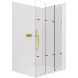CERANO Sprchová zástěna Walk-in Crystal L/P 8mm zlatá kartáč/industriální sklo 110x200