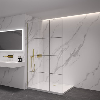 CERANO Sprchová zástěna Walk-in Crystal L/P 8mm zlatá kartáč/industriální sklo 110x200