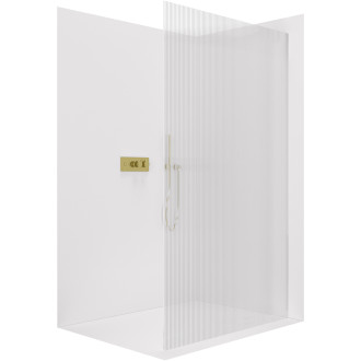 CERANO - Sprchová zástěna Walk-in Crystal L/P - bezvzpěrový systém - zlatá kartáčovaná, rýhované sklo - 50x200 cm
