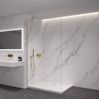 CERANO Sprchová zástěna Walk-in Crystal L/P zlatá kartáčovaná, transparent sklo 130x200
