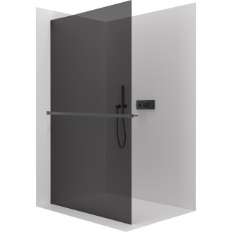 CERANO Sprchová zástěna Walk-in Crystal L/P držák černá mat, grafitové sklo 110x200
