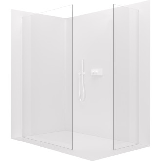 CERANO - Sprchová zástěna Walk-in Onyx T L/P - zápustný profil - bílá matná, transparentní sklo - 100x80 cm
