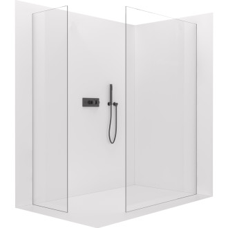 CERANO - Sprchová zástěna Walk-in Onyx T L/P - zápustný profil - černá matná, transparentní sklo - 160x150 cm