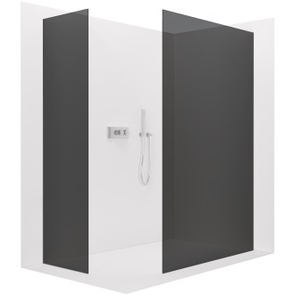 CERANO - Sprchová zástěna Walk-in Onyx T L/P - zápustný profil - chrom, grafitové sklo - 70x70 cm