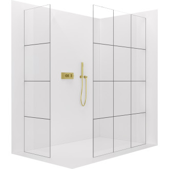 CERANO Sprchová zástěna Walk-in Onyx T L/P  zlatá kartáčovaná, industriální sklo 150x150