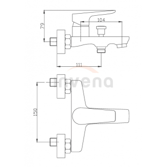 Invena DOKOS BW-19-002-V Vanová baterie, chrom-bílá