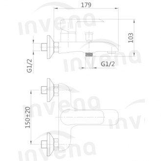 Invena SIROS BW-90-004-A Vanová baterie, černá