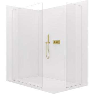 CERANO - Sprchová zástěna Walk-in Onyx T L/P - zápustný profil - zlatá kartáčovaná, transparentní sklo - 70x70 cm