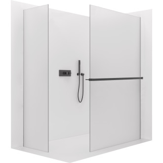 CERANO Sprchová zástěna Walk-in Onyx T L/P  +držák černá mat, mléčné sklo- 140x130