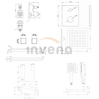 Invena SIROS BS-90-011-A Podomítkový sprchový set, černá