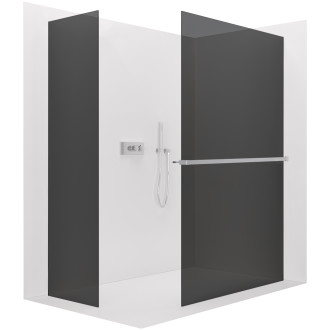 CERANO - Sprchová zástěna Walk-in Onyx T L/P - zápustný profil + polička/držák na ručníky - chrom, grafitové sklo - 130x70 cm