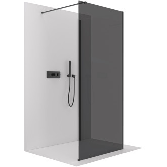 CERANO - Sprchová zástěna Walk-in Onyx Corner Cube L/P - 8 mm - hranatá vzpěra - černá matná, grafitové sklo - 120x70 cm
