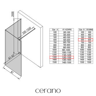 CERANO - Sprchová zástěna Walk-in Onyx Corner Cube L/P - 8 mm - hranatá vzpěra - černá matná, grafitové sklo - 130x60 cm