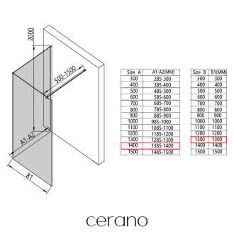 CERANO - Sprchová zástěna Walk-in Onyx Corner Cube L/P - 8 mm - hranatá vzpěra - černá matná, grafitové sklo - 140x130 cm