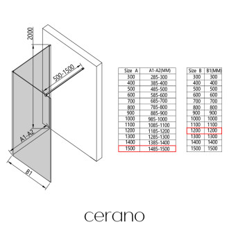 CERANO - Sprchová zástěna Walk-in Onyx Corner Cube L/P - 8 mm - hranatá vzpěra - černá matná, grafitové sklo - 150x120 cm