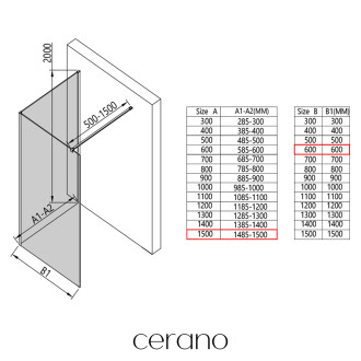 CERANO - Sprchová zástěna Walk-in Onyx Corner Cube L/P - 8 mm - hranatá vzpěra - černá matná, grafitové sklo - 150x60 cm