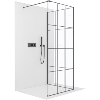 CERANO - Sprchová zástěna Walk-in Onyx Corner Cube L/P - 8 mm - hranatá vzpěra - černá matná, industriální sklo - 130x120 cm