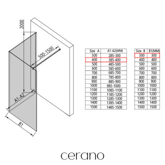 CERANO - Sprchová zástěna Walk-in Onyx Corner Cube L/P - 8 mm - kulatá vzpěra - černá matná, grafitové sklo - 40x30 cm