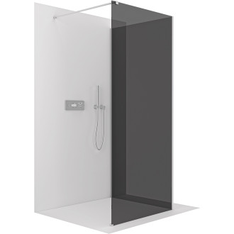 CERANO - Sprchová zástěna Walk-in Onyx Corner Cube L/P - 8 mm - kulatá vzpěra - chrom, grafitové sklo - 110x40 cm