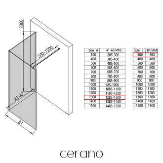 CERANO - Sprchová zástěna Walk-in Onyx Corner Cube L/P - 8 mm - kulatá vzpěra - chrom, grafitové sklo - 130x30 cm