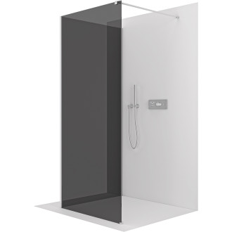 CERANO - Sprchová zástěna Walk-in Onyx Corner Cube L/P - 8 mm - kulatá vzpěra - chrom, grafitové sklo - 60x30 cm