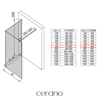 CERANO Sprchová zástěna Walk-in Onyx Corner L/P chrom, grafitové sklo 80x200