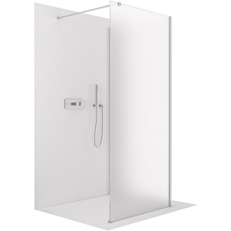 CERANO - Sprchová zástěna Walk-in Onyx Corner Cube L/P - 8 mm - kulatá vzpěra - chrom, mléčné sklo - 80x30 cm