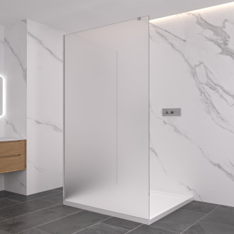 CERANO - Sprchová zástěna Walk-in Onyx Corner Cube L/P - 8 mm - kulatá vzpěra - chrom, mléčné sklo - 80x30 cm