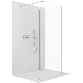 CERANO - Sprchová zástěna Walk-in Onyx Corner Cube L/P - 8 mm - kulatá vzpěra - chrom, transparentní sklo - 90x30 cm