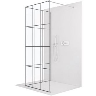 CERANO - Sprchová zástěna Walk-in Onyx Corner Cube L/P - 8 mm - hranatá vzpěra - chrom, industriální sklo - 140x100 cm