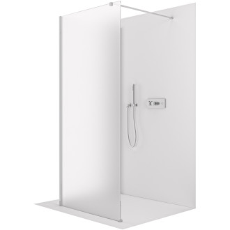CERANO - Sprchová zástěna Walk-in Onyx Corner Cube L/P - 8 mm - hranatá vzpěra - chrom, mléčné sklo - 120x50 cm