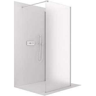 CERANO - Sprchová zástěna Walk-in Onyx Corner Cube L/P - 8 mm - hranatá vzpěra - chrom, mléčné sklo - 130x120 cm