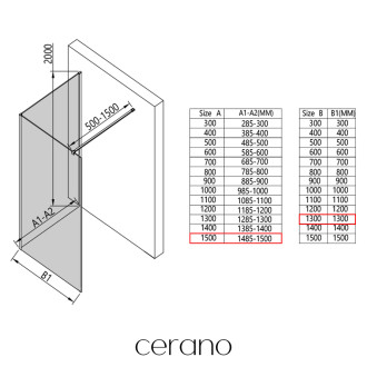 CERANO - Sprchová zástěna Walk-in Onyx Corner Cube L/P - 8 mm - hranatá vzpěra - chrom, transparentní sklo - 150x130 cm