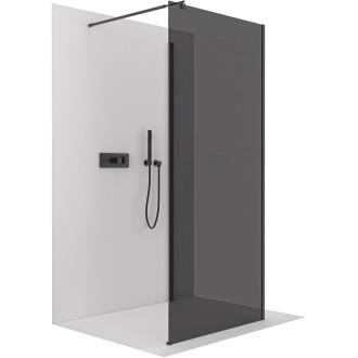 CERANO - Sprchová zástěna Walk-in Onyx Corner Round L/P - 8 mm - hranatá vzpěra - černá matná, grafitové sklo - 110x100 cm