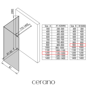 CERANO - Sprchová zástěna Walk-in Onyx Corner Round L/P - 8 mm - hranatá vzpěra - černá matná, grafitové sklo - 120x90 cm