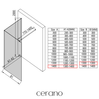 CERANO - Sprchová zástěna Walk-in Onyx Corner Round L/P - 8 mm - hranatá vzpěra - černá matná, grafitové sklo - 140x130 cm