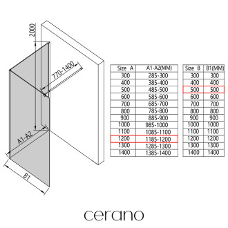 CERANO - Sprchová zástěna Walk-in Onyx Corner Round L/P - 8 mm - hranatá vzpěra - černá matná, mléčné sklo - 120x50 cm
