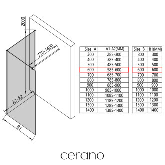 CERANO Sprchová zástěna Walk-in Onyx Corner Round L/P černá mat, rýhované sklo 60x200