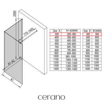 CERANO - Sprchová zástěna Walk-in Onyx Corner Round L/P - 8 mm - kulatá vzpěra - černá matná, transparentní sklo - 30x30 cm