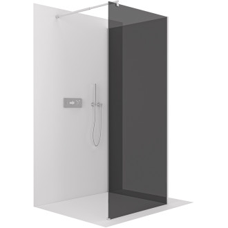 CERANO - Sprchová zástěna Walk-in Onyx Corner Round L/P - 8 mm - hranatá vzpěra - chrom, grafitové sklo - 100x60 cm