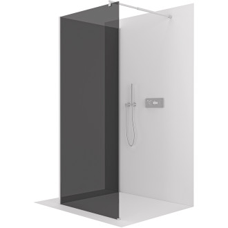 CERANO Sprchová zástěna Walk-in Onyx Corner Round L/P chrom, grafitové sklo 140x200