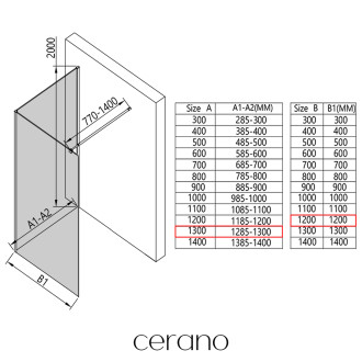 CERANO - Sprchová zástěna Walk-in Onyx Corner Round L/P - 8 mm - hranatá vzpěra - chrom, industriální sklo - 130x120 cm