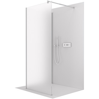 CERANO - Sprchová zástěna Walk-in Onyx Corner Round L/P - 8 mm - hranatá vzpěra - chrom, mléčné sklo - 120x110 cm