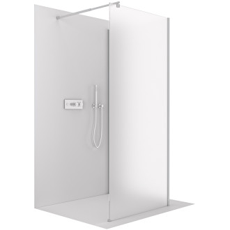 CERANO - Sprchová zástěna Walk-in Onyx Corner Round L/P - 8 mm - hranatá vzpěra - chrom, mléčné sklo - 120x110 cm