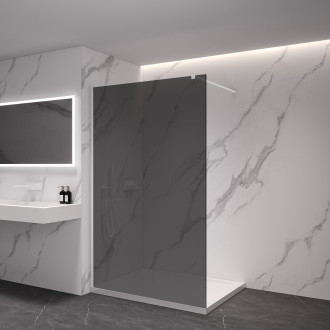 CERANO - Sprchová zástěna Walk-in Onyx L/P - hranatá vzpěra - bílá matná, grafitové sklo - 60x200 cm