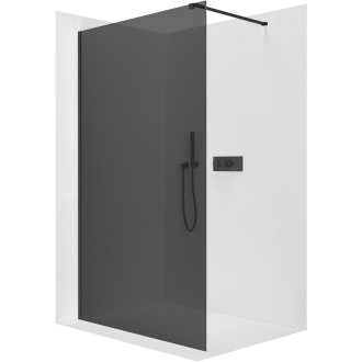 CERANO - Sprchová zástěna Walk-in Onyx L/P - hranatá vzpěra - černá matná, grafitové sklo - 60x200 cm