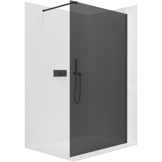CERANO - Sprchová zástěna Walk-in Onyx L/P - hranatá vzpěra - černá matná, grafitové sklo - 70x200 cm