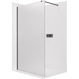 CERANO - Sprchová zástěna Walk-in Onyx Cube L/P - 8 mm - kulatá vzpěra - černá matná, mléčné sklo - 30x200 cm