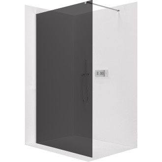 CERANO - Sprchová zástěna Walk-in Onyx L/P - hranatá vzpěra - chrom, grafitové sklo - 160x200 cm